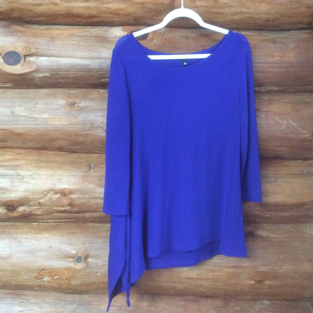 Express Royal Blue Asymmetrical Liquid Comfy Relaxing Travel Top Size Large